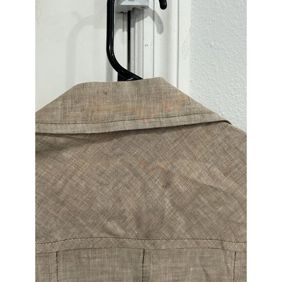 Trina Turk Beige Linen Blend Short Sleeve Lace-Up Front Utility Dress Sz 2 - Picture 7 of 10